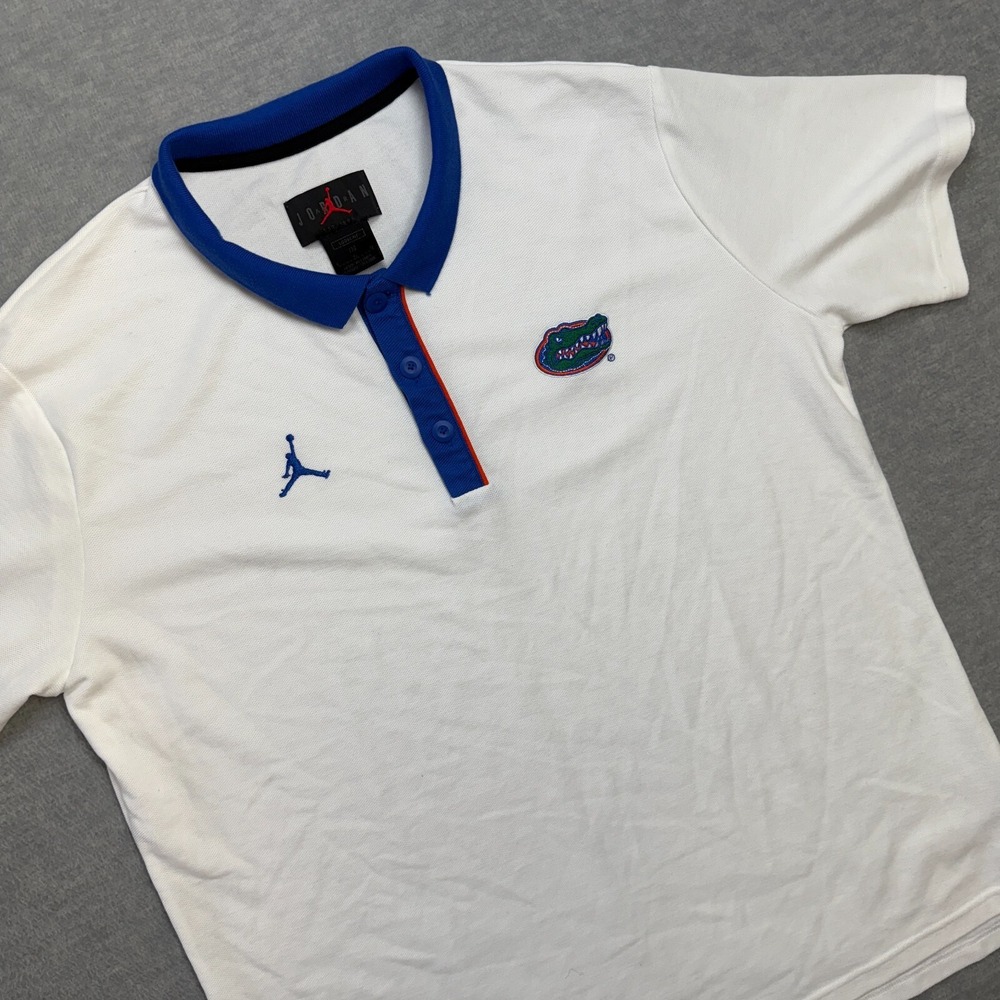 Florida Gators Nike Air Jordan Polo Shirt Men Large Loose Fit White Coaches Knit